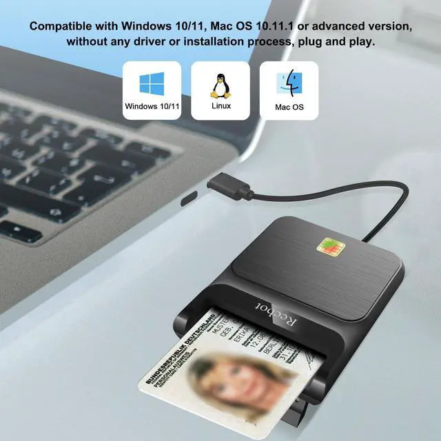 Alt view image 9 of 14 - CAC Reader USB C, CAC Reader Military USB C, Smart Card Reader Common Access CAC Card Reader Military, Compatible with Windows, Mac OS and Linux