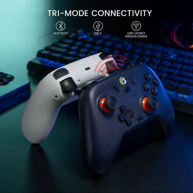Alt view image 12 of 14 - Nova Lite 2.4g Wireless Controller for Windows PC, iPhone, Android, Switch & Steam Deck, Bluetooth Controller Gamepad with Hall Effect Trigger,Turbo,Rumble Vibration(White)