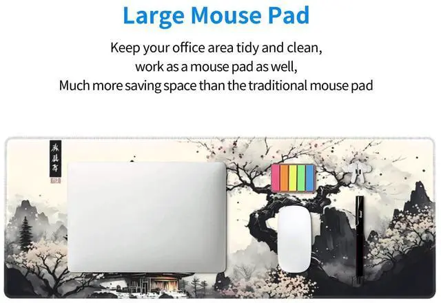 Alt view image 12 of 14 - Japanese Mouse Pad, Large Japanese Desk Mat, XL Anime Gaming Keyboard Mat, Non-Slip Rubber Base, Big Extended Desk Protector for Home Office, 31.5x11.8