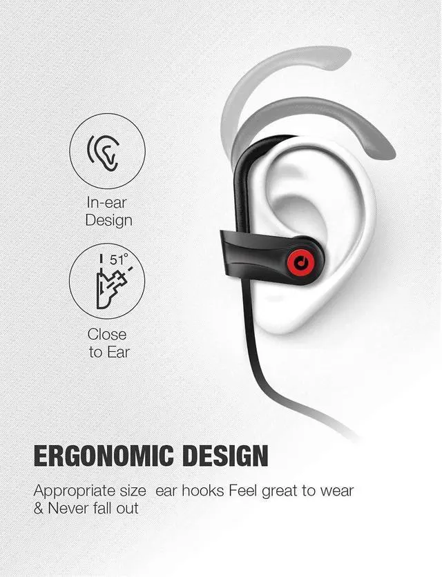Alt view image 12 of 14 - Bluetooth Earbuds Wireless Headphones Bluetooth Headphones, Sports Earbuds, IPX7 Waterproof Stereo Earphones for Gym Running 15 Hours Playtime Sound Isolation Headsets,Black