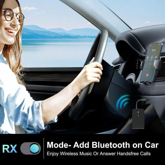 Alt view image 12 of 14 - Bluetooth Transmitter for TV PC, 2 in 1 Bluetooth Audio Adapter Music Receiver (3.5mm Jack Cable, Low Latency,Built-in Microphone) Wireless Transmitter for Home Stereo/Car/Airplane/Boat/Gym/MP3/MP4