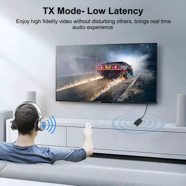 Alt view image 10 of 14 - Bluetooth Transmitter for TV PC, 2 in 1 Bluetooth Audio Adapter Music Receiver (3.5mm Jack Cable, Low Latency,Built-in Microphone) Wireless Transmitter for Home Stereo/Car/Airplane/Boat/Gym/MP3/MP4