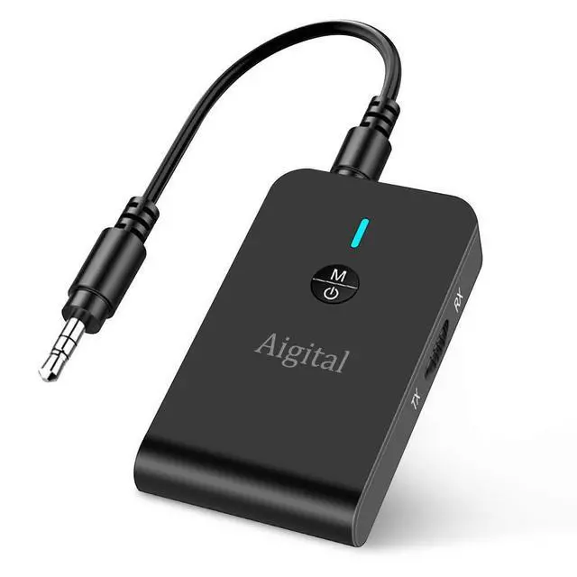 Alt view image 8 of 14 - Bluetooth Transmitter for TV PC, 2 in 1 Bluetooth Audio Adapter Music Receiver (3.5mm Jack Cable, Low Latency,Built-in Microphone) Wireless Transmitter for Home Stereo/Car/Airplane/Boat/Gym/MP3/MP4