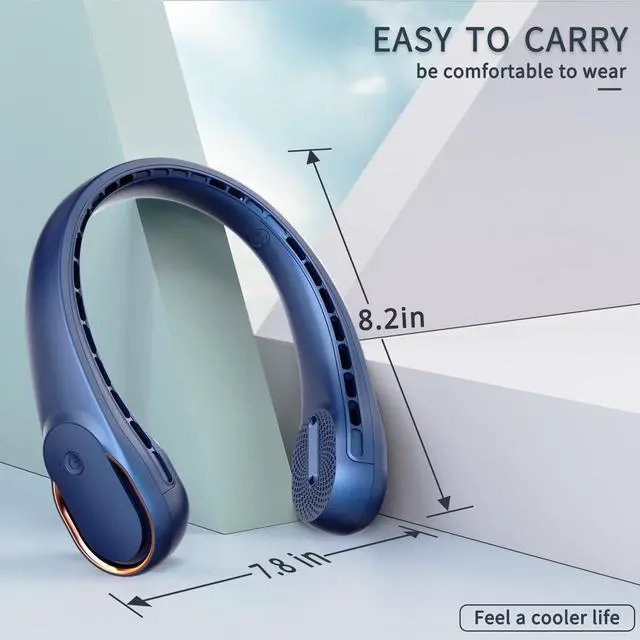 Alt view image 12 of 12 - Neck Fan, USB Rechargeable Personal Fan, 4000 mAh Battery Operated, 3 Speeds Adjustable, Faster Cooling, Ultra Quiet, Suitable for Home, Office, Travel, Sports