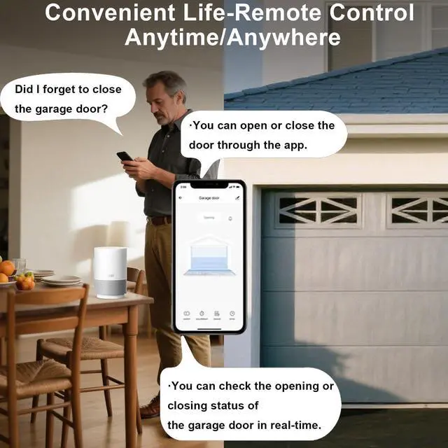 Alt view image 11 of 14 - Smart Garage Door Opener Smart WiFi Garage Controller Garage Door Opener Controller Compatible with Alexa Google Assistant iPhone Android SmartLife App Remote Control No Hub Required