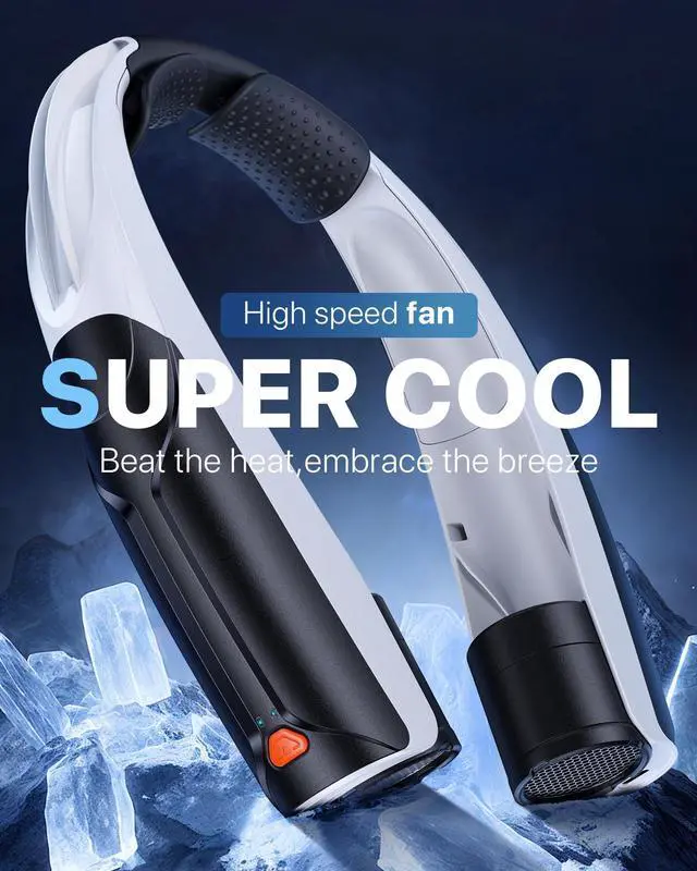 Alt view image 10 of 14 - Portable Neck Fan with 6000mAh Battery, USB-C Rechargeable, Black Hands-Free Personal Fan 6 Speeds, 6-20Hrs Cooling for Outdoor Sports/Gym/Office, Adjustable 11oz Lightweight, Neck Cooler