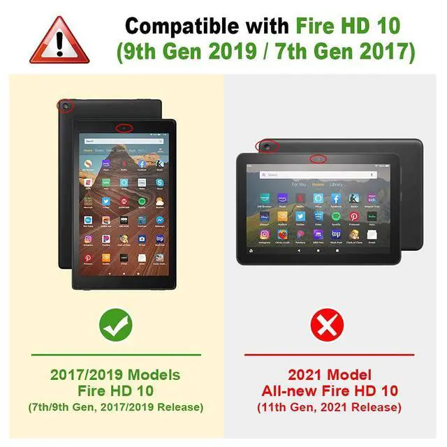 Alt view image 9 of 14 - Folio Case for Amazon Fire HD 10 Tablet (Compatible with 7th and 9th Generations, 2017 and 2019 Releases) - Premium PU Leather Slim Fit Stand Cover with Auto Wake/Sleep, Black