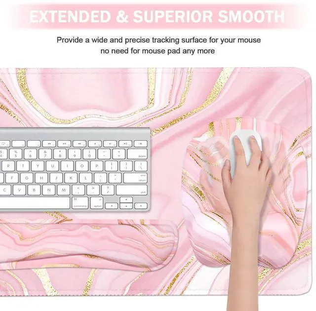 Alt view image 11 of 14 - Keyboard Wrist Rest Large Mouse Pad Wrist Support for Computer, 4 in 1 Memory Foam Keyboard Pad Desk Mat Ergonomic Hand Rest Wrist Cushion for Home Office Gaming - Pink Marble