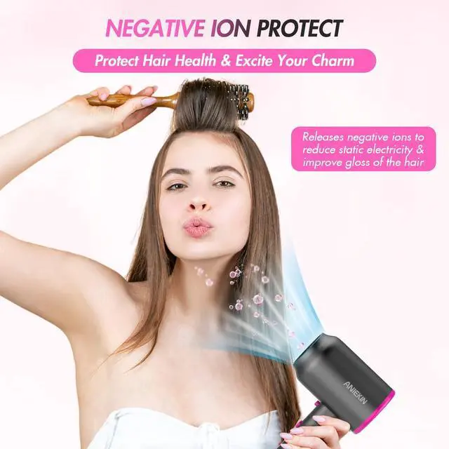 Alt view image 10 of 14 - Hair Dryer, 1875 Watts Fast Drying Blow Dryer with Diffuser and Concentrator, Compact Lightweight Hair Dryer for Women and Men