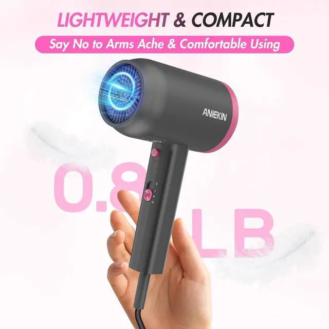 Alt view image 13 of 14 - Hair Dryer, 1875 Watts Fast Drying Blow Dryer with Diffuser and Concentrator, Compact Lightweight Hair Dryer for Women and Men
