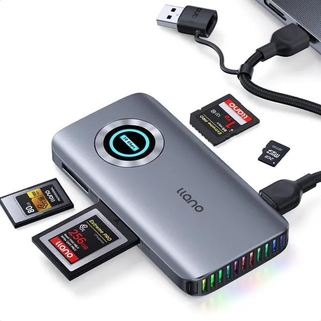 Alt view image 8 of 14 - CFexpress Type A/B Card Reader, USB 3.2 Gen 2 (10Gbps) Reader, 4 in 1 UHS-II SD&Micro SD/TF Card Reader with RGB, USB C 4.0 Memory Card Reader for Windows, Mac OS, Linux, iOS, iPadOS and Android