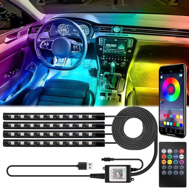 Alt view image 8 of 14 - Car Interior Lights, 5V LED Strip Lights with USB Adapter, Ambient Lighting Car Accessories, App & Remote Control Music Sync Color Change Lights for Truck Car Decor (36LED Beads)