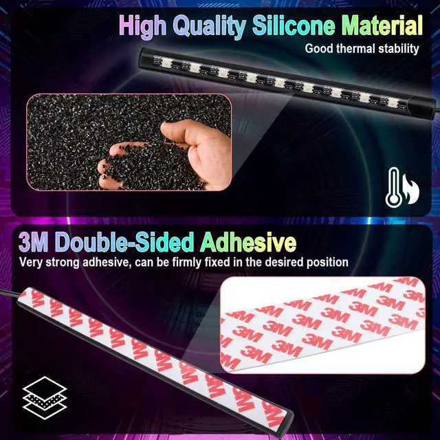Alt view image 13 of 14 - Car Interior Lights, 5V LED Strip Lights with USB Adapter, Ambient Lighting Car Accessories, App & Remote Control Music Sync Color Change Lights for Truck Car Decor (36LED Beads)