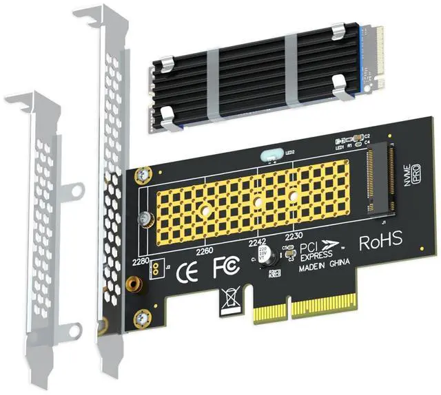 Alt view image 8 of 14 - PA09-HS M.2 NVMe to PCIe 4.0 X4 Adapter with M.2 Heatsink for M.2 NVMe SSD