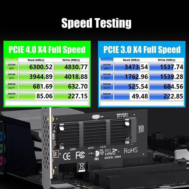 Alt view image 12 of 14 - PA09-HS M.2 NVMe to PCIe 4.0 X4 Adapter with M.2 Heatsink for M.2 NVMe SSD