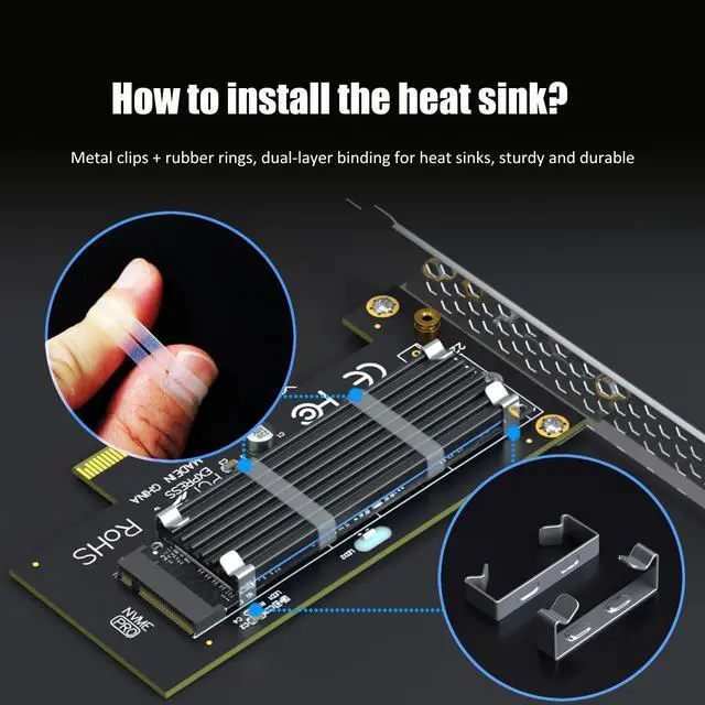 Alt view image 14 of 14 - PA09-HS M.2 NVMe to PCIe 4.0 X4 Adapter with M.2 Heatsink for M.2 NVMe SSD