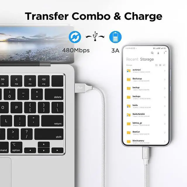 Alt view image 11 of 14 - USB to USB C Cable 3ft, 2-Pack USB A to Type C Charger Cord Fast Charging for Samsung Galaxy A17 A16 A15 A26 A36 A56, S25 S24 S23 S22 S21 S20 S10 Note 20, for iPhone 17 16 15, Moto, White