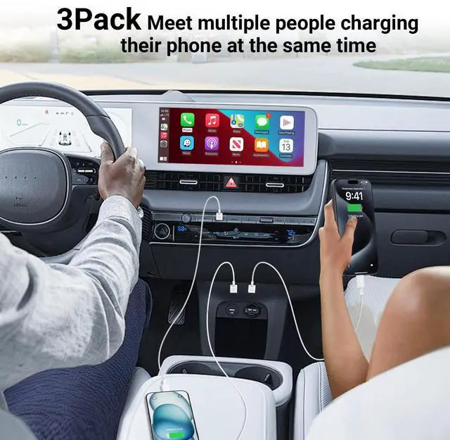 Alt view image 11 of 14 - 3 Pack Car Carplay Cable for iPhone 16 15 Pro Max 15 Plus,3FT USB to USB C Cable for Car Charger Adapter, Carplay USB C Cord Accessories Charging for iPad 10th Gen/iPad Pro Air 5th-White