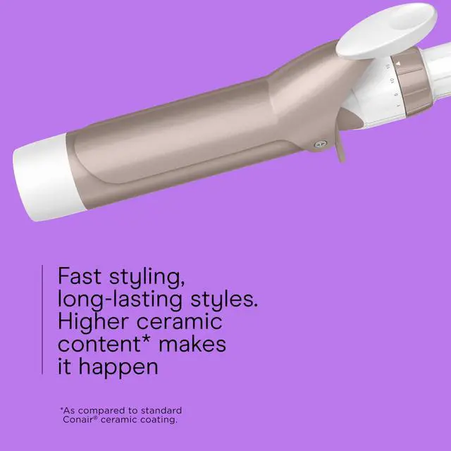 Alt view image 12 of 14 - Double Ceramic 1 ½-Inch Curling Iron, 1 ½-Inch Barrel Creates Soft Waves & Curls, Hair Curler for Use on Medium & Long Hair, White/Rose Gold
