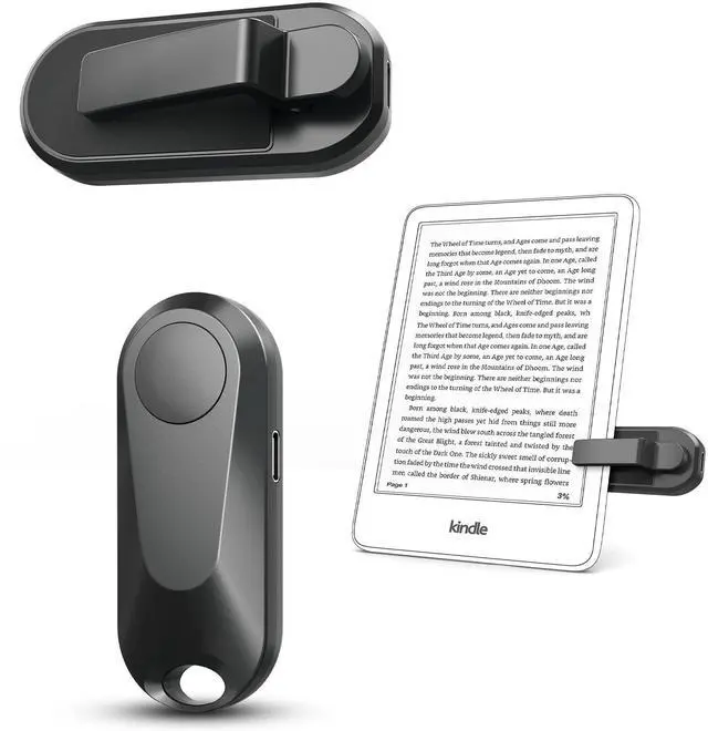 Alt view image 8 of 14 - Remote Control Page Turner for Kindle Paperwhite Oasis Kobo eReaders, Camera Camcorder Remote Controls, Page Turner Clicker for ipad Tablets Reading Novels with Wrist Strap Storage Bag