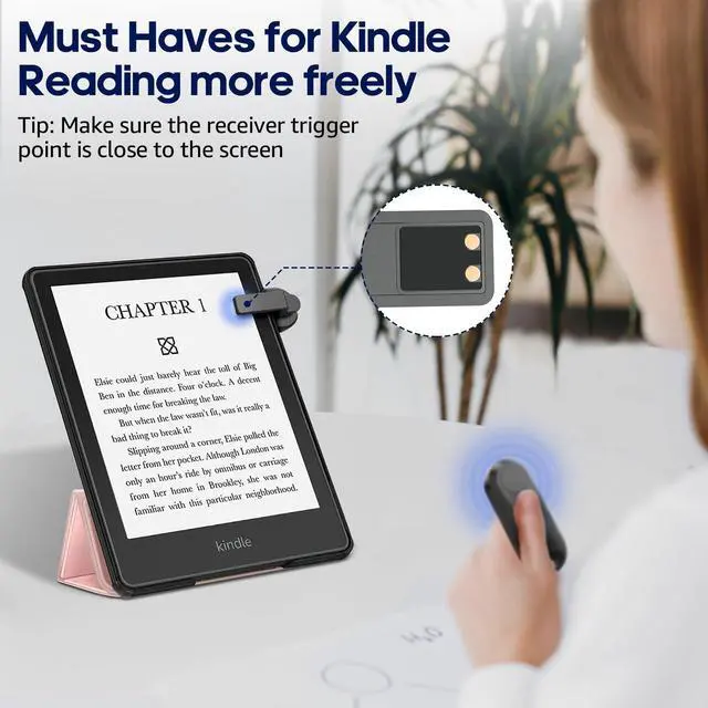 Alt view image 10 of 14 - Remote Control Page Turner for Kindle Paperwhite Oasis Kobo eReaders, Camera Camcorder Remote Controls, Page Turner Clicker for ipad Tablets Reading Novels with Wrist Strap Storage Bag