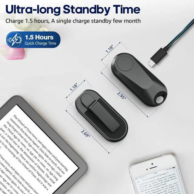 Alt view image 13 of 14 - Remote Control Page Turner for Kindle Paperwhite Oasis Kobo eReaders, Camera Camcorder Remote Controls, Page Turner Clicker for ipad Tablets Reading Novels with Wrist Strap Storage Bag