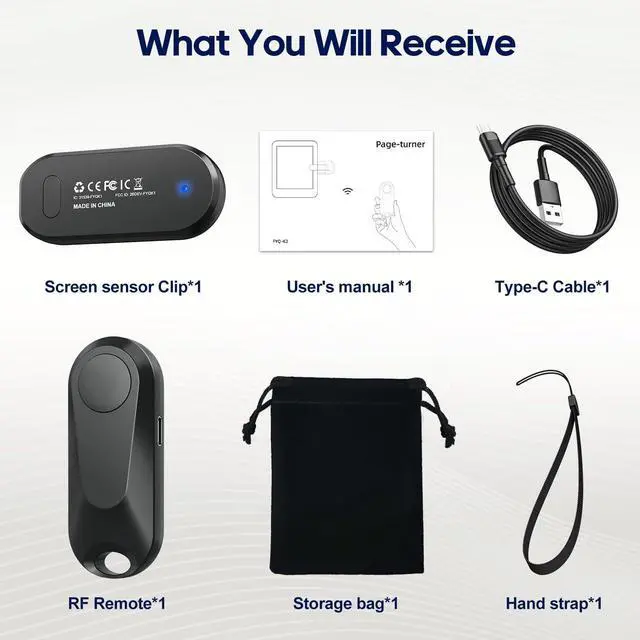 Alt view image 14 of 14 - Remote Control Page Turner for Kindle Paperwhite Oasis Kobo eReaders, Camera Camcorder Remote Controls, Page Turner Clicker for ipad Tablets Reading Novels with Wrist Strap Storage Bag