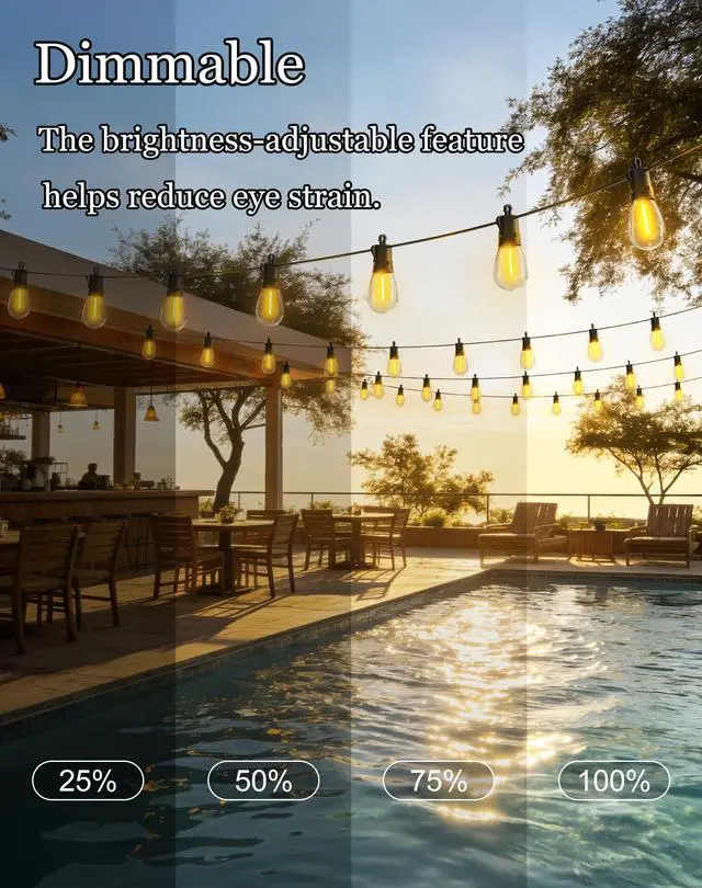 Alt view image 11 of 14 - 50ft-Solar-Powered-Lights-Outdoor-Waterproof-String Lights-Outside-Patio-Yard-Garden-Fence-Backyard-Deck-Porch-Balcony-Patios-Camping-Battery-Operated-LED-Fairy-Strip-Lighting-Hanging-Edison-Bulbs-S14