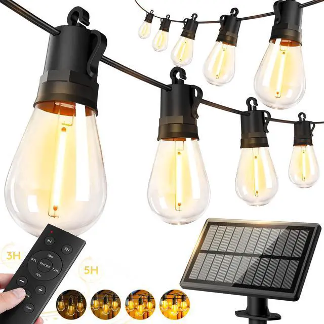Alt view image 8 of 14 - 50ft-Solar-Powered-Lights-Outdoor-Waterproof-String Lights-Outside-Patio-Yard-Garden-Fence-Backyard-Deck-Porch-Balcony-Patios-Camping-Battery-Operated-LED-Fairy-Strip-Lighting-Hanging-Edison-Bulbs-S14