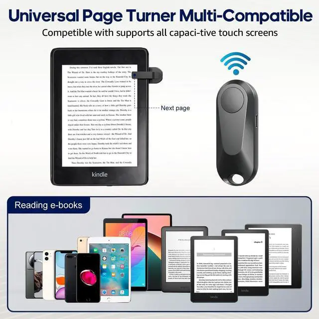 Alt view image 12 of 14 - Remote Control Page Turner for Kindle Paperwhite Oasis Kobo eReaders, Camera Camcorder Remote Controls, Page Turner Clicker for ipad Tablets Reading Novels with Wrist Strap Storage Bag