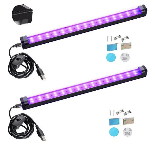 Alt view image 8 of 14 - Black Light Bar 10W 1ft LED Blacklight for Fluorescent Tapestry Poster Body Paint Glow Party UV Strip Lights for Cabinet and Display Magnetic 2 Pack