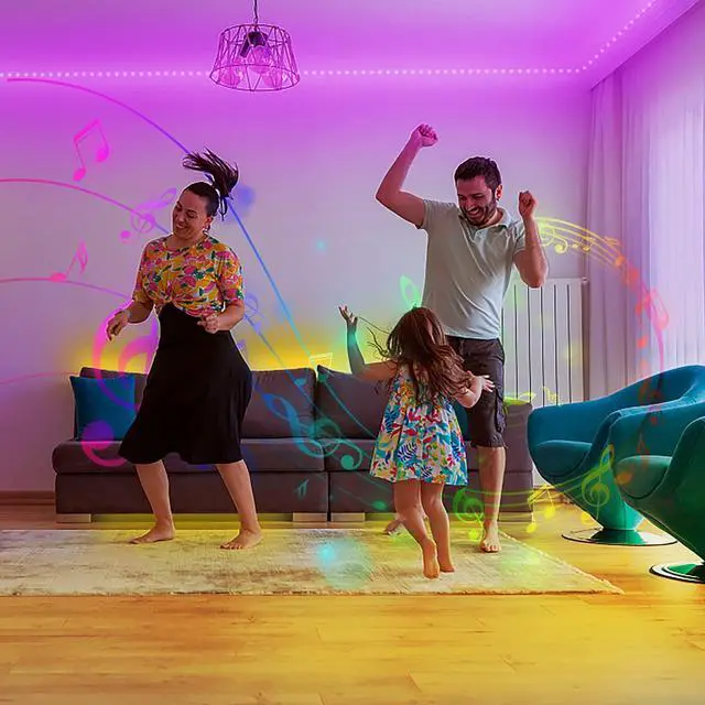 Alt view image 10 of 14 - Led Strip Lights 200 ft (2 Rolls of 100 ft) Ultra Long Smart Light Strips with App Voice Control Remote, RGB Music Sync Color Changing Lights for Bedroom, Kitchen, Party,Home Decoration