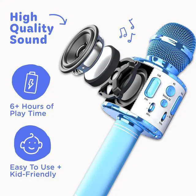 Alt view image 12 of 14 - , Kids Karaoke Microphone | Includes Pre-Loaded Songs & Bluetooth | Kids Birthday Party Gift | Toy for All Ages 2, 3, 4, 5, 6+ Year Old Girls, Boys & Toddlers