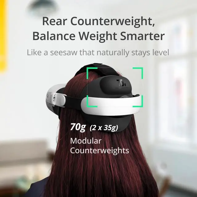 Alt view image 7 of 10 - E3 Head Strap, Compatible with Quest 3/3S, Rear Balance System with Adjustable 70g Counterweight, Lightweight Comfort Strap for VR Gaming