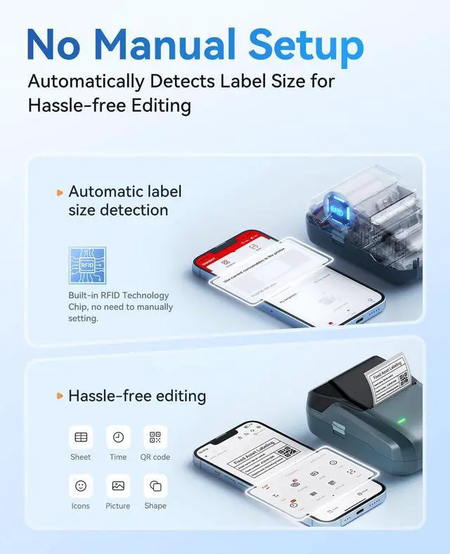Alt view image 14 of 14 - B1 Label Maker Machine, Thermal Label Printer Easy to Use for Office, Home, Business, Came with 1 Roll White Label(Blue)
