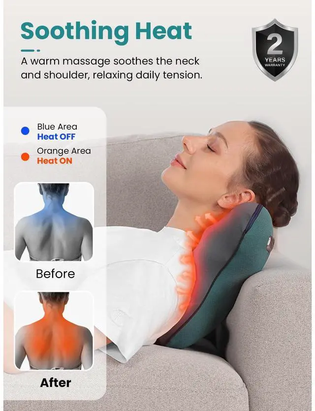 Alt view image 10 of 14 - Back Massager with Heat FSA Eligible/HSA Eligible, EZBack Corded Back Massager for Pain Relief Deep Tissue, Shiatsu Back and Neck Massage Pillow, Soothing Full-Body Relief for Women Men