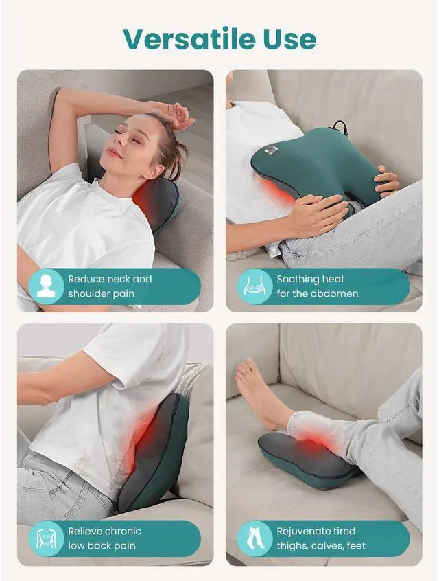 Alt view image 13 of 14 - Back Massager with Heat FSA Eligible/HSA Eligible, EZBack Corded Back Massager for Pain Relief Deep Tissue, Shiatsu Back and Neck Massage Pillow, Soothing Full-Body Relief for Women Men