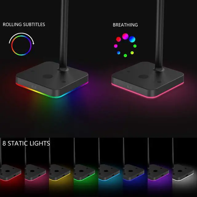 Alt view image 8 of 12 - RGB Headphone Stand with Wireless Charger Desk Gaming Headset Holder Hanger Rack with 10W/7.5W Fast Charge QI Wireless Charging Pad - Suitable for Gamer Desktop Table Game Earphone Accessories