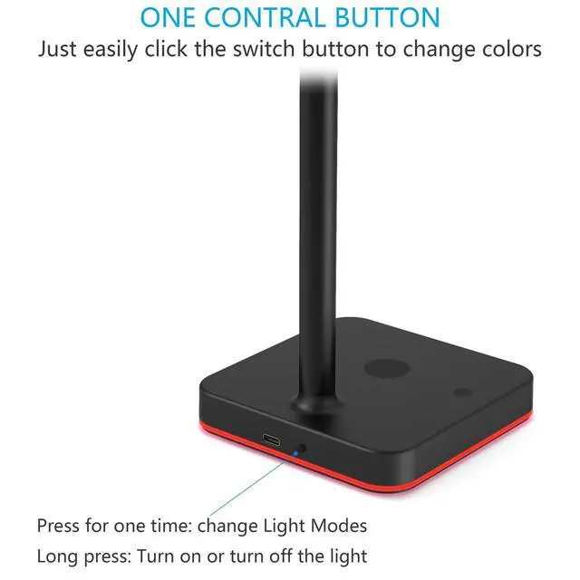 Alt view image 11 of 12 - RGB Headphone Stand with Wireless Charger Desk Gaming Headset Holder Hanger Rack with 10W/7.5W Fast Charge QI Wireless Charging Pad - Suitable for Gamer Desktop Table Game Earphone Accessories