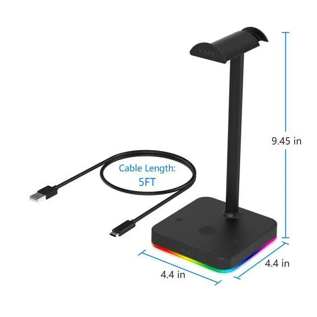 Alt view image 12 of 12 - RGB Headphone Stand with Wireless Charger Desk Gaming Headset Holder Hanger Rack with 10W/7.5W Fast Charge QI Wireless Charging Pad - Suitable for Gamer Desktop Table Game Earphone Accessories