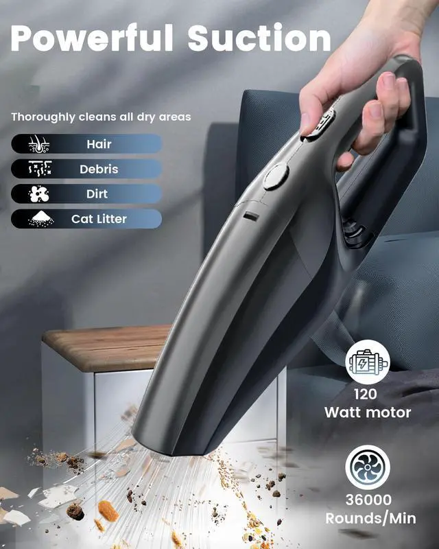 Alt view image 9 of 14 - Handheld Vacuum Cordless, Car Vacuums Powerful with Rechargeable Battery, Portable Hand Held Vacuum Cordless with Washable HEPA Filter, Mini Vacuums Kit for Men and Women
