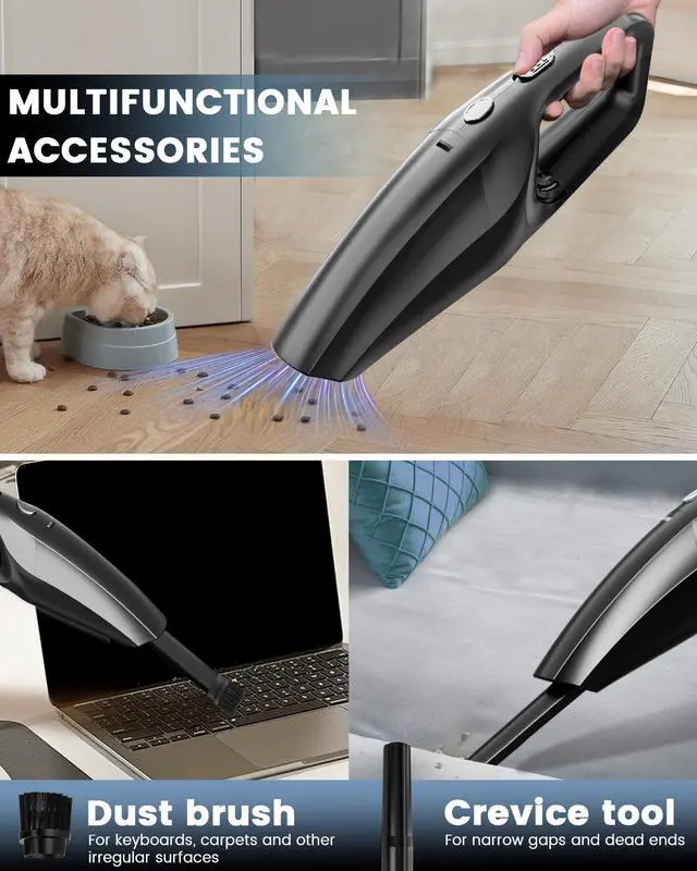Alt view image 11 of 14 - Handheld Vacuum Cordless, Car Vacuums Powerful with Rechargeable Battery, Portable Hand Held Vacuum Cordless with Washable HEPA Filter, Mini Vacuums Kit for Men and Women
