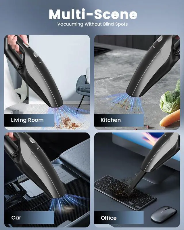 Alt view image 12 of 14 - Handheld Vacuum Cordless, Car Vacuums Powerful with Rechargeable Battery, Portable Hand Held Vacuum Cordless with Washable HEPA Filter, Mini Vacuums Kit for Men and Women