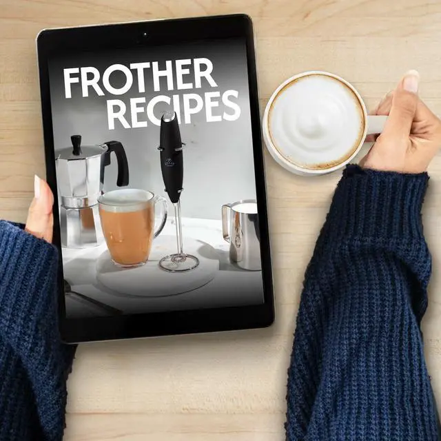 Alt view image 14 of 14 - Patented Tornado Triple Whisk Milk Frother with 4 Duracell Batteries Handheld Foam Maker for Coffee, Lattes, Matcha & Hot Chocolate Rich, Creamy Froth in Seconds - Alpha Black