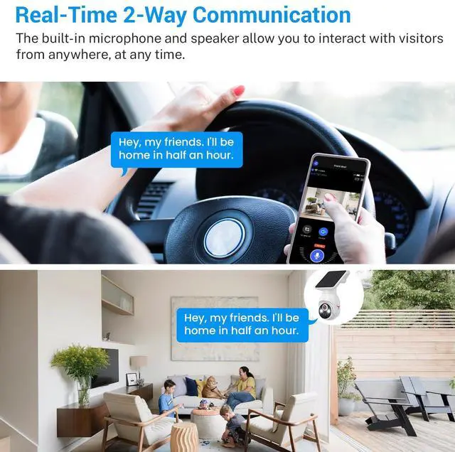 Alt view image 11 of 14 - 1080p Security Camera Wireless with Solar Panel, AI Human Detection, 2-Way Audio, Color Night Vision, 2.4G WiFi Only, Cloud Storage (Sold Separately), Indoor/Outdoor Surveillance Bullet Cam (WiFi)