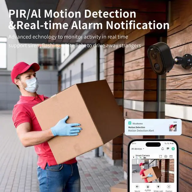 Alt view image 11 of 14 - Security Cameras Wireless Outdoor, Battery Powered 2k WiFi Cameras for Home Security, Spotlight Color Night Vision, AI Motion Detection, Siren, Weatherproof, 2-Way Talk, Playback, SD/Cloud Storage
