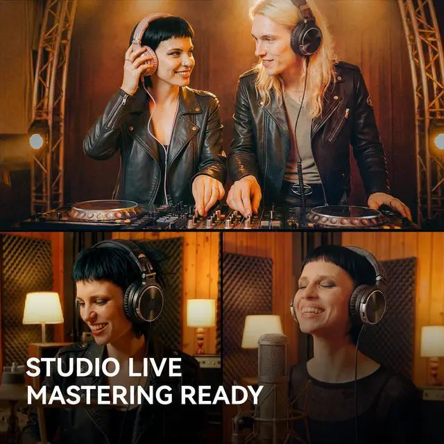 Alt view image 8 of 9 - Wired Over Ear Headphones Hi-Res Studio Monitor & Mixing DJ Stereo Headsets with 50mm Drivers and 1/4 to 3.5mm Jack for AMP Computer Recording Podcast Keyboard Guitar Laptop - Black