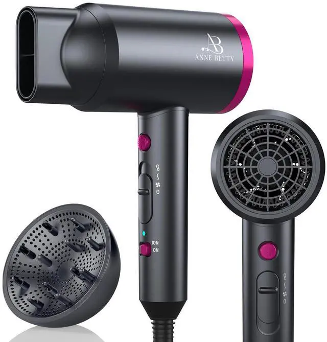 Alt view image 8 of 14 - Ionic Hair Dryer with Diffuser, Powerful 1800W Blow Dryer for Women & Men, Fast-Drying Hair Dryer with Nozzle for Home, Salon, Travel