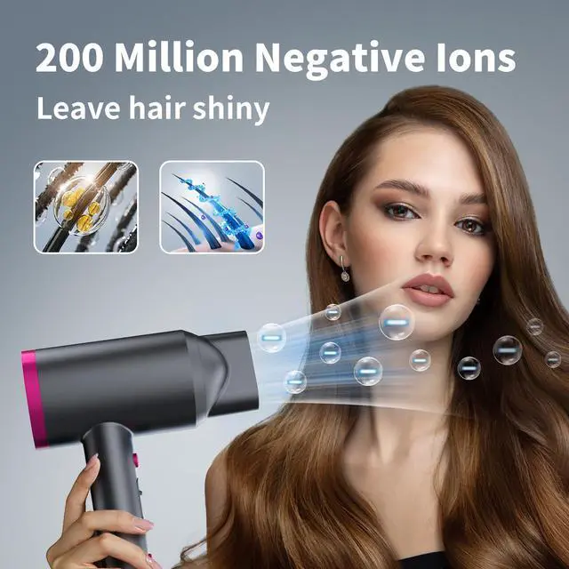 Alt view image 10 of 14 - Ionic Hair Dryer with Diffuser, Powerful 1800W Blow Dryer for Women & Men, Fast-Drying Hair Dryer with Nozzle for Home, Salon, Travel