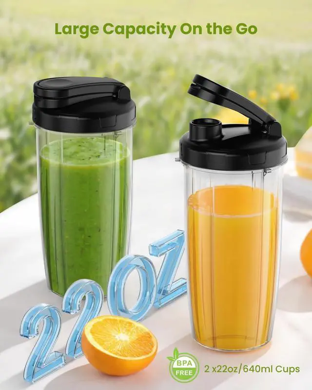 Alt view image 12 of 14 - Blenders for Smoothie, 900W Personal Blender for Shakes and Smoothies with 2 * 22oz BPA Free Portable Cups, Small Juicer for Protein Shake, Baby Food, Frozen Drink